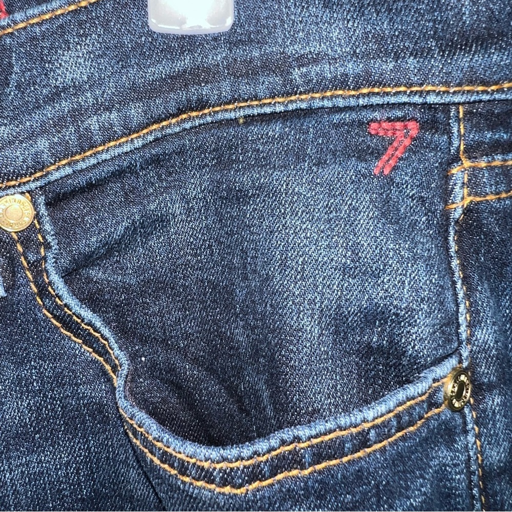7 For All Mankind Dark Wash Blue Bootcut Mid Rise Jeans Women’s Size 32 - Picture 6 of 17